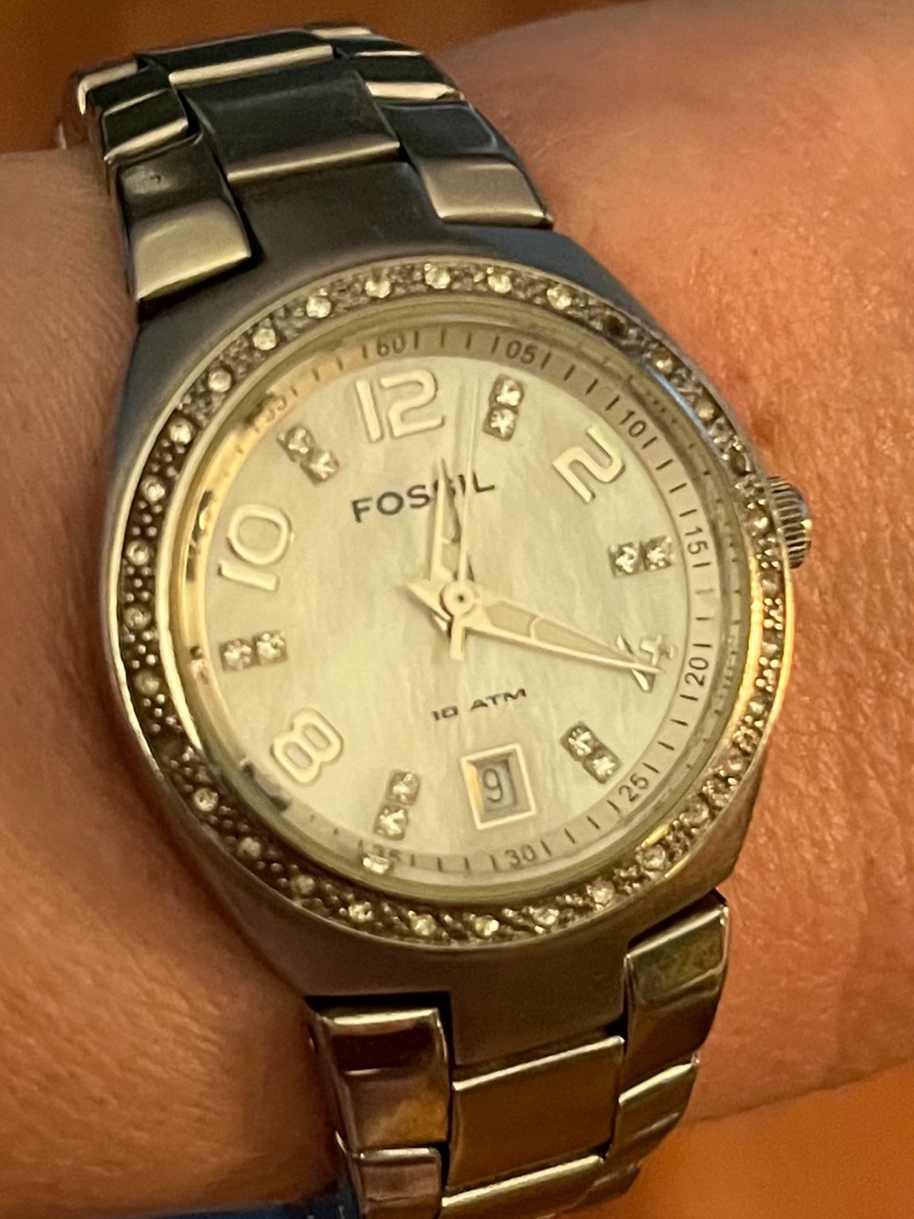 Fossil Silver Stainless Steel Crystal Watch